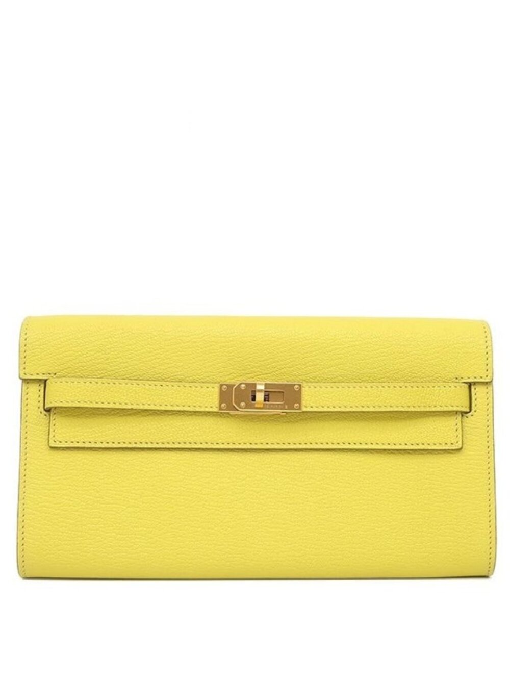 Hermes Wallet Kelly Long to Go Chevre Mysore Lime Gold